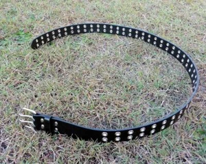 Mens Womens Studded Faux Leather Belt Tactical Hunting Biker Stud Eyelet Black - Picture 1 of 18