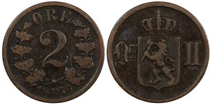 NORWAY Oscar II Bronce 1876 1 Oreral León 1FECHA PARA TIPO KM# 352 (20 839) - Imagen 1 de 3