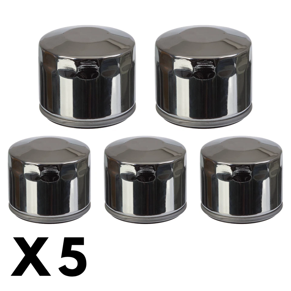 Paquete de 5 filtros de aceite cromados blancos para Harley FXE 1340 Super Glide 1983-1984 Foto 1 de 1