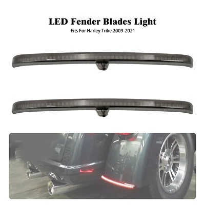 Smoke LED Fender Blades Brake Running Light Fit For Harley Trike Tri Glide 09-23 - Image 1 of 4
