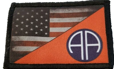 Full Color 82nd Airborne USA FLAG Morale Patch Tactical Military Hook Badge  - Image 1 of 4