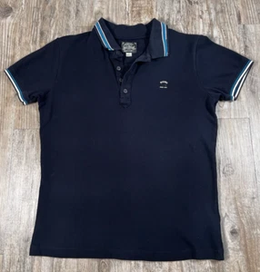 Men's "Diesel" Black Polo Shirt, Turquoise Stripe Collar, Signature "D" Bronze S - Picture 1 of 12