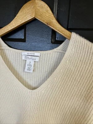 Suéter de cachemir Nordstrom Signature talla XS tejido crema cuello en V manga acampanada  Foto 1 de 4