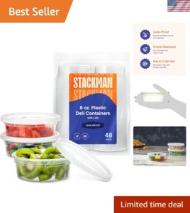 Reusable 8 oz Deli Containers with Lids – BPA-Free & Microwave Safe – 48 Set - Picture 1 of 11