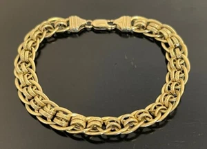 "Brazalete de oro amarillo macizo de 14K doble lujo de 10 mm de largo de 7,5"" 8,67 g" - Imagen 1 de 4