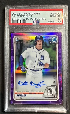 2020 Bowman Chrome Draft Auto Dillon Dingler #CDA-DD Purple /250 PSA 10 RC - Image 1 of 3
