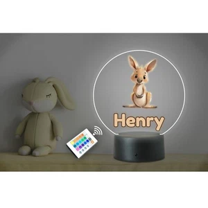 Personalised Kids Animal Name Kangaroo LED Neon Night Light. Nursery Bedroom. - Picture 1 of 4