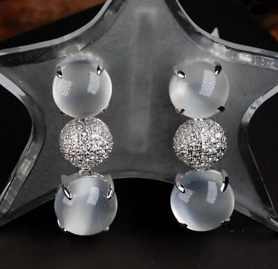 Pendientes multifiguración de zafiro blanco con piedra lunar de oro blanco de 14K usados Foto 1 de 4