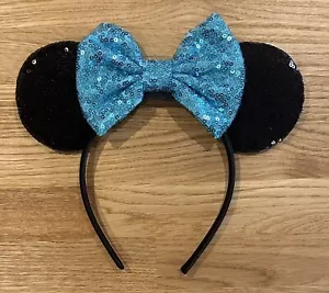 Blue Bow Mouse Ear Headband Disney Inspired Minnie Mickey - Picture 1 of 2