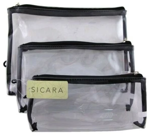 BL Sicara Clear Cosmetic Bag 3-Piece Bag Set -THREE PACK(10689) - Picture 1 of 1