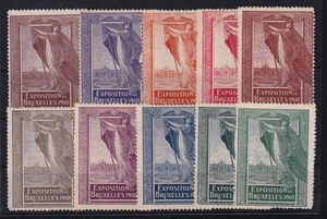 Bélgica Viñetas Lote Exposición Bruselas 1910 Pliegue * MH y (*) o.G. #ZP146 - Imagen 1 de 1