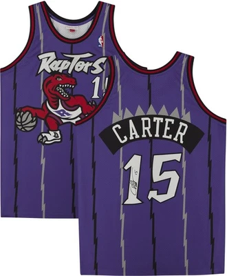 Camiseta deportiva Mitchell & Ness 1998 firmada púrpura firmada por Vince Carter Toronto Raptors Foto 1 de 4