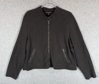 Chaqueta Banana Republic Para Hombres 2XL Negra CH Piqué Moto Cremallera Completa Mezcla de Algodón Informal Foto 1 de 4