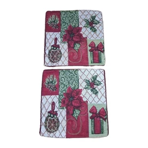 Poinsettia Pillow Covers Tapestry Christmas Holiday 18x17 Zippered  - Picture 1 of 6