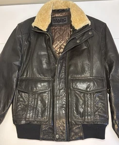 Chaqueta Bomber Marc New York Cuero Desmontable Cuello de Oveja Talla Grande - Imagen 1 de 17