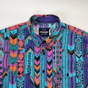 Camisas occidentales Wrangler vintage de los años 80 abotonadas - coloridas aztecas - talla grande - Imagen 1 de 17