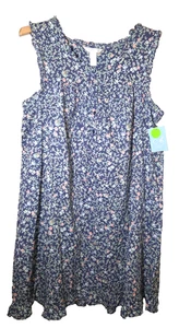 NWT Adonna Nightgown Cottagecore Prairie Ditsy Floral Blue Farmhouse Ruffles L - Picture 1 of 12