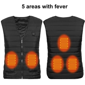 USB Schwarz Beheizte Wärmeweste Heizjacke Heizweste Unisex 5 Zonen Weste - Bild 1 von 11
