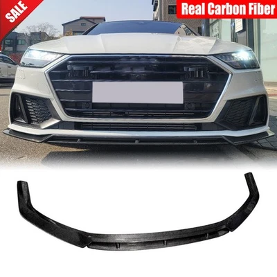 For Audi A7-SLINE/S7 C8 2019-2024 Real Carbon Front Bumper Lip Spoiler Splitters - Image 1 of 4