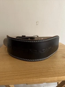 Golds Gym Power/ Weight Lifting Belt 100% Leather Foam Padded Black Size Medium - Picture 1 of 7
