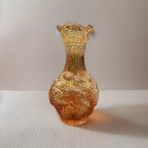 Rubigold # 2870 Imperial Carnival Glass 10" Vase Orange Grapes Beautiful Color - Picture 1 of 4