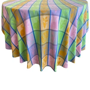 Bunny Jubilee Easter Patchwork Woven Plaid Cotton Tablecloth, Pastel Easter E... - Picture 1 of 9