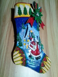Tin Christmas Stocking With Santa - Picture 1 of 3