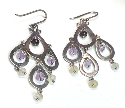 Pendientes colgantes vintage de plata de ley 925 con araña de amatista Foto 1 de 4