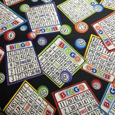 BINGO Cards in Black Timeless Treasures Cotton Fabric 1/2 Yard X 44” - Image 1 of 4