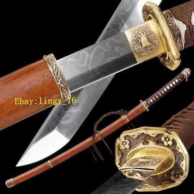 Rose Wood Brass Fittings TaChi Katana T10 Steel Japanese Saber Military Sword - Image 1 of 4