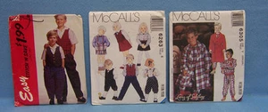 Lote de 3 patrones de costura para niños tallas 2 a 14 bata pijama chaleco pantalones falda - Imagen 1 de 4