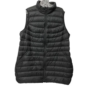 1X 16W 18W Womens Lands End Down Vest Black Long Length Zip Front Packable - Picture 1 of 10