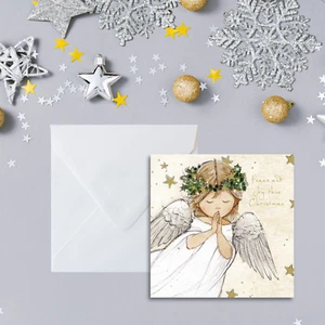 Praying angel. Small Charity Christmas Cards  - Pack of 10 with envelopes - Picture 1 of 5