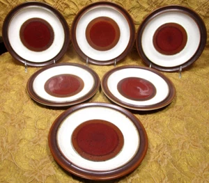6 DENBY Potter's Wheel Rust STONEWARE speckled 8 1/4" salad plates -England - Picture 1 of 4