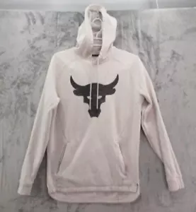 Under Armour Project Rock Hoodie Mens Small Cream Loose Coldgear Sweatshirt - Picture 1 of 14