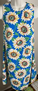 American Apparel Dress Womens Small Blue Sunflower Sundress Sleeveless Vintage - Picture 1 of 10
