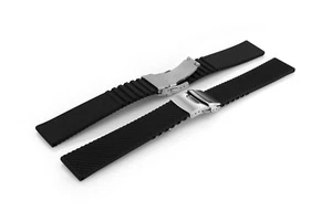 Kautschuk Uhrenarmband, Oberflächenstruktur, Sicherheitsfaltschließe, 20 mm, neu - Picture 1 of 1