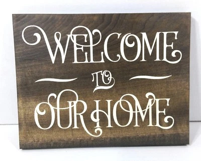 Bienvenido a nuestro hogar, letrero de madera rústica, letreros de granja, decoración rústica, letreros de granja Foto 1 de 4