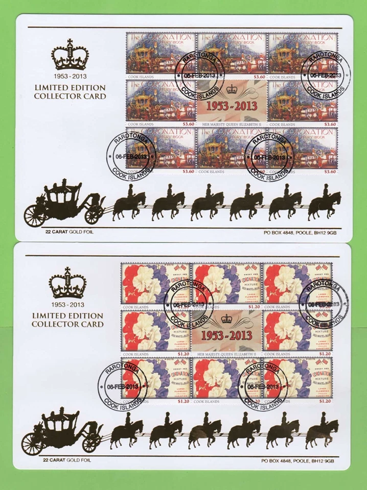 Cook Is. 2013 QEII Coronation Anniversary set Limited Edition Collector Cards - Image 1 of 3