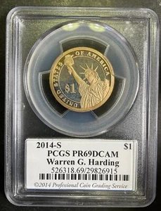 PCGS PR69DCAM 2014-S Warren Harding Presidential Dollar $1 SUPERB GEM BU++ SG - Picture 1 of 2