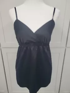 Top Babydoll Express Cami Negro Lentejuelas Satinadas Correas de Espagueti Talla X Pequeño - Imagen 1 de 12