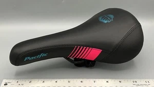 Pacific Bicycles Mountain Sport Seat Black with Blue Logo & Pink Graphics - Picture 1 of 9