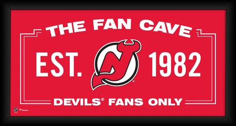 New Jersey Devils Framed 10" x 20" Fan Cave Collage Cover