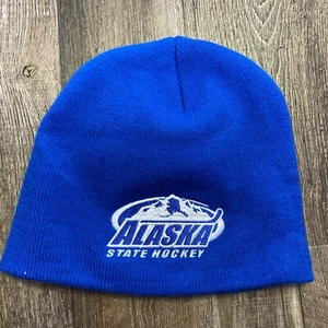 Alaska State Hockey Blue Acrylic Knit Beanie One Size Fits Most EUC Embroidered - Picture 1 of 3