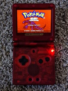 READ Game Boy Advance SP IPS V2 Brighter Screen 10 Brightness Ruby Red Clear GBA - Picture 1 of 9