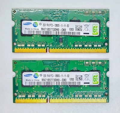 Samsung 2GB 1Rx8 PC3-12800S-11-11-B2 - M471B5773DH0-CK0 RAM Module x2 4GB Total - Image 1 of 2
