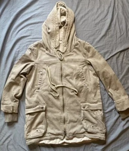 Free People Cargo Utility Military Style Jacket Beige Sz S Distressed - Picture 1 of 19