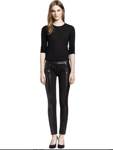 Pantaloni cropped Tory Burch Mabley in ecopelle con pannelli a righe e bordi $295 XS