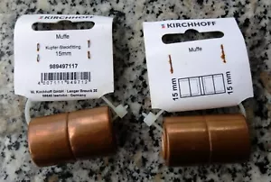 9. - Verbindungsstück 15mm Steckfitting Kupfer Kupfermuffe von Kirchhoff - Bild 1 von 5