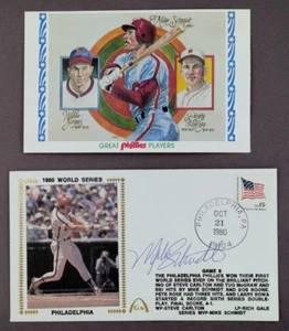MIKE SCHMIDT Signed 1980 World Series Envelope w Postcard PA Phillies - Picture 1 of 7